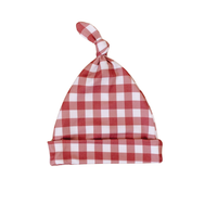 BURGUNDY GINGHAM | BEANIE