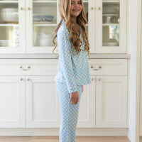 BLUE + YELLOW POLKADOTS | GIRLS' BUTTON UP LONG SLEEVE SET