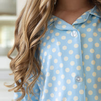 BLUE + YELLOW POLKADOTS | GIRLS' BUTTON UP LONG SLEEVE SET