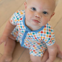 RAINBOW MINI CHECKER | SHORT ZIPPER ONE PIECE