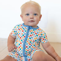 RAINBOW MINI CHECKER | SHORT ZIPPER ONE PIECE