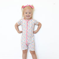 RAINBOW FLORAL | SHORT ZIPPER ONE PIECE