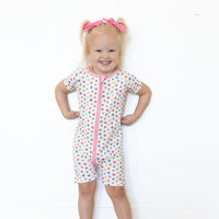 RAINBOW FLORAL | SHORT ZIPPER ONE PIECE