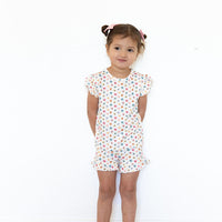 RAINBOW FLORAL | RUFFLE SHORT SET
