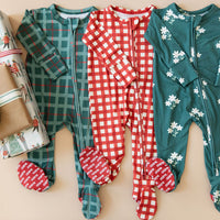 NORTH POLE PLAID | FOOTIE ONE PIECE