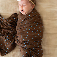 BROWN + BLUE POLKA DOTS | SWADDLE