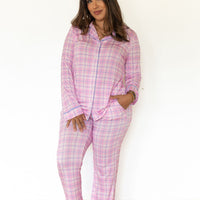 PINK PLAID | WOMEN'S BUTTON UP LONG SLEEVE SET