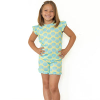 TEAL SHELLS | RUFFLE SHORT SET