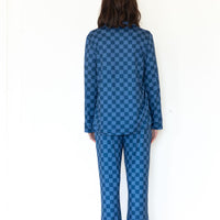 NAVY CHECKER | WOMEN'S BUTTON UP LONG SLEEVE SET
