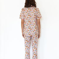 PINK FALL FLORAL | WOMEN'S BUTTON UP SHORT SLEEVE SET