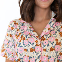 PINK FALL FLORAL | WOMEN'S BUTTON UP SHORT SLEEVE SET