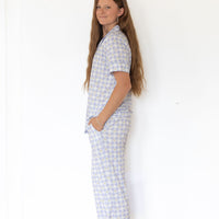 GINGHAM BOWS | WOMEN'S BUTTON UP SHORT SLEEVE SET