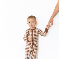 BROWN GINGHAM | ZIPPER ONE PIECE