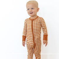 RUST HOUNDSTOOTH | ZIPPER ONE PIECE