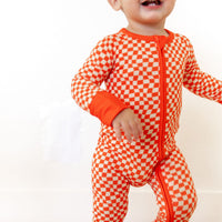 BRIGHT RED MINI CHECKER | ZIPPER ONE PIECE