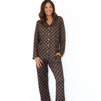 BLACK + BROWN CHECKER | WOMEN'S BUTTON UP LONG SLEEVE SET