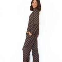 BLACK + BROWN CHECKER | WOMEN'S BUTTON UP LONG SLEEVE SET