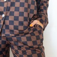 BLACK + BROWN CHECKER | WOMEN'S BUTTON UP LONG SLEEVE SET