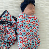 MINI CHECKERED STARS | SWADDLE