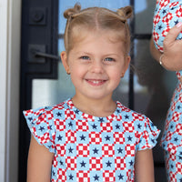 MINI CHECKERED STARS | RUFFLE SHORT SET