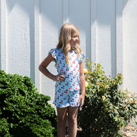 CHERRY STRIPES | RUFFLE SHORT SET