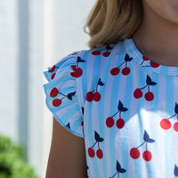 CHERRY STRIPES | RUFFLE SHORT SET