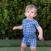 GINGHAM STARS | SHORT ZIPPER ONE PIECE