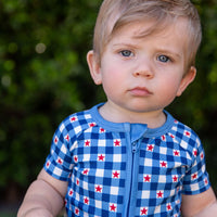 GINGHAM STARS | SHORT ZIPPER ONE PIECE