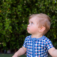 GINGHAM STARS | SHORT ZIPPER ONE PIECE