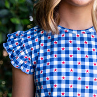 GINGHAM STARS | RUFFLE SHORT SET