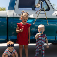 USA MINI CHECKER | SHORT SLEEVE ZIPPER ONE PIECE