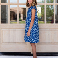 BLUE PAISLEY | RUFFLE SLEEVE DRESS