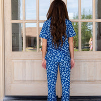 BLUE PAISLEY | NEW* WOMEN'S BUTTON UP SHORT SLEEVE SET