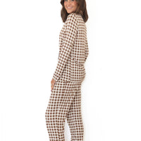 BROWN GINGHAM | WOMEN'S BUTTON UP LONG SLEEVE SET