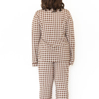BROWN GINGHAM | WOMEN'S BUTTON UP LONG SLEEVE SET