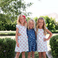 BLUE PAISLEY | RUFFLE SLEEVE DRESS