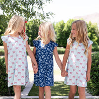 BLUE PAISLEY | RUFFLE SLEEVE DRESS