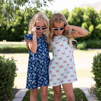 BLUE PAISLEY | RUFFLE SLEEVE DRESS