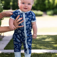 BLUE PAISLEY | ZIPPER ONE PIECE