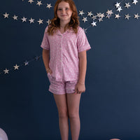 PINK STARS | GIRLS' BUTTON UP SHORT SLEEVE + SHORTS SET
