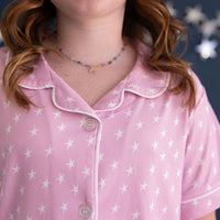 PINK STARS | GIRLS' BUTTON UP SHORT SLEEVE + SHORTS SET