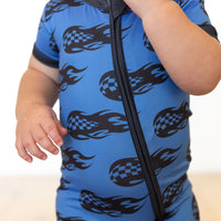 CHECKERED FLAMES | ZIPPER ONE PIECE