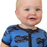 CHECKERED FLAMES | ZIPPER ONE PIECE