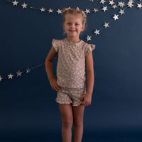 TAN STARS | RUFFLE SHORT SET