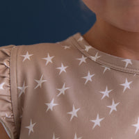 TAN STARS | RUFFLE SHORT SET