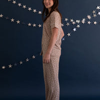 TAN STARS | WOMEN'S BUTTON UP SHORT SLEEVE SET