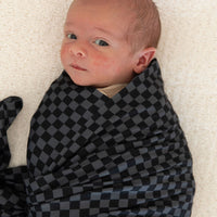 GREY + BLACK MINI CHECKER | SWADDLE