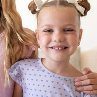 PURPLE MINI HEARTS | RUFFLE SLEEVE DRESS