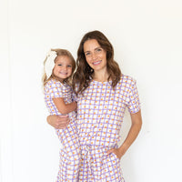 PURPLE GRID + ORANGES | SHORT SLEEVE