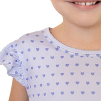 PURPLE MINI HEARTS | RUFFLE SLEEVE DRESS